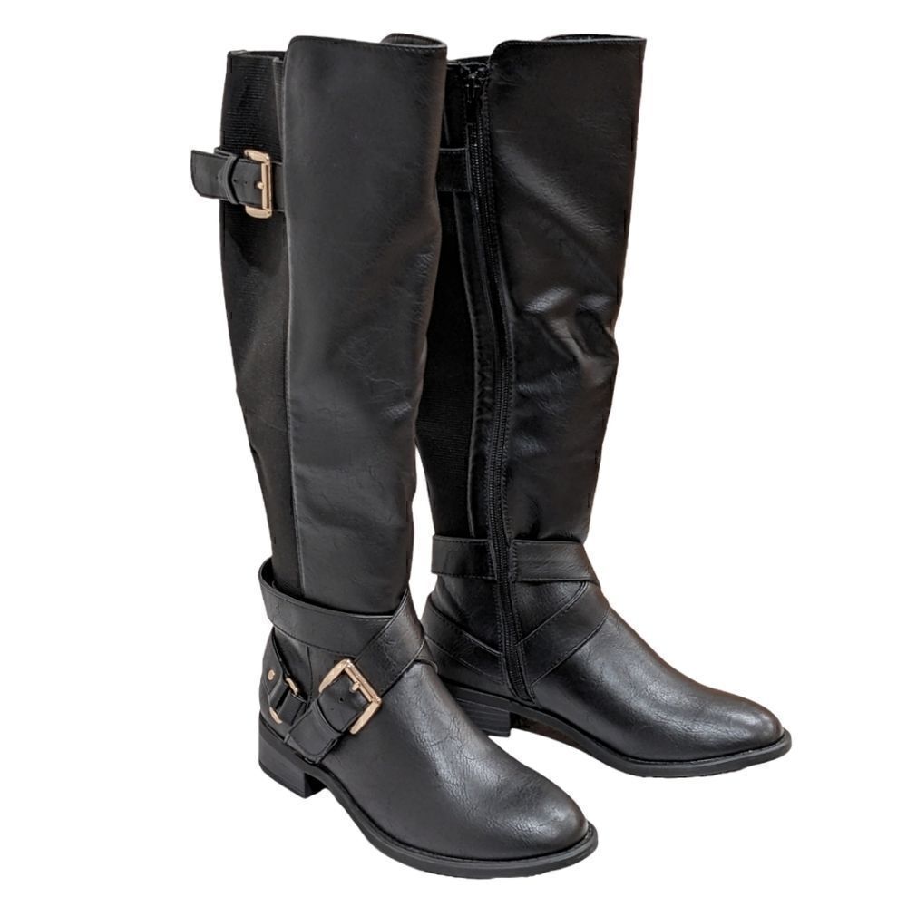 New Thalia Sodi Vada Riding Boots Black Knee High with Zip Size 5M - Picture 1 of 9